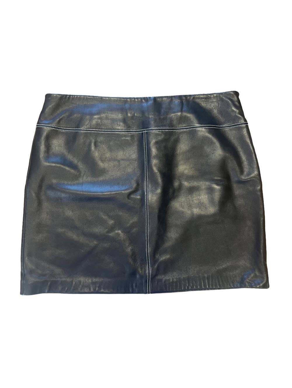 Vintage 90s Context Soft Lamb Leather Black White Bold Stitching Women's Size 16